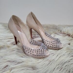 Christian Louboutin Studded Peep Toe Pumps